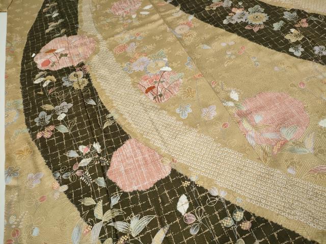 平和屋着物●訪問着　駒刺繍　絞り　草花文　金彩　鈴乃屋扱い　正絹　逸品　CABH9813ut