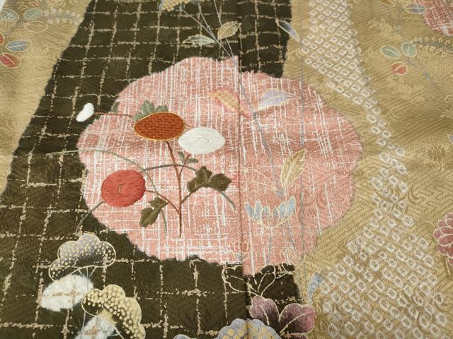 平和屋着物●訪問着　駒刺繍　絞り　草花文　金彩　鈴乃屋扱い　正絹　逸品　CABH9813ut
