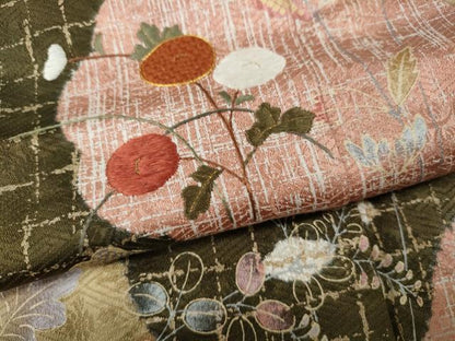 平和屋着物●訪問着　駒刺繍　絞り　草花文　金彩　鈴乃屋扱い　正絹　逸品　CABH9813ut