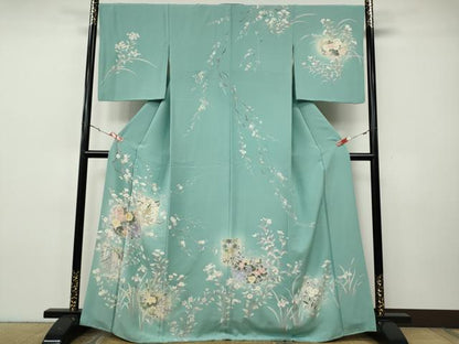 平和屋着物●訪問着　友禅　草花文　正絹　逸品　CABH9814ut