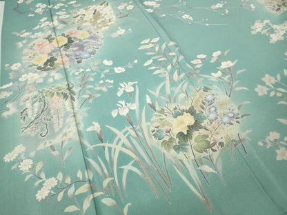 平和屋着物●訪問着　友禅　草花文　正絹　逸品　CABH9814ut