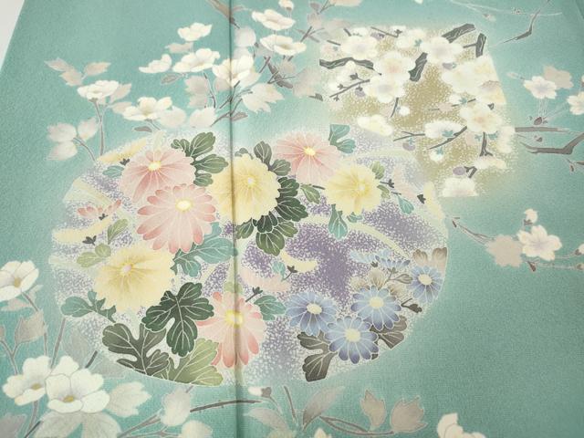 平和屋着物●訪問着　友禅　草花文　正絹　逸品　CABH9814ut