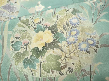 平和屋着物●訪問着　友禅　草花文　正絹　逸品　CABH9814ut