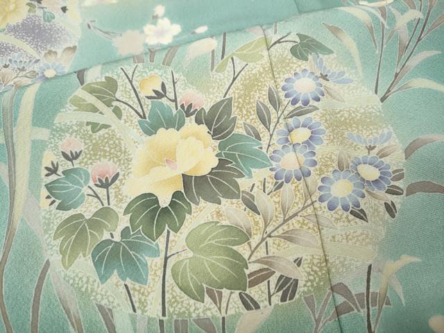 平和屋着物●訪問着　友禅　草花文　正絹　逸品　CABH9814ut