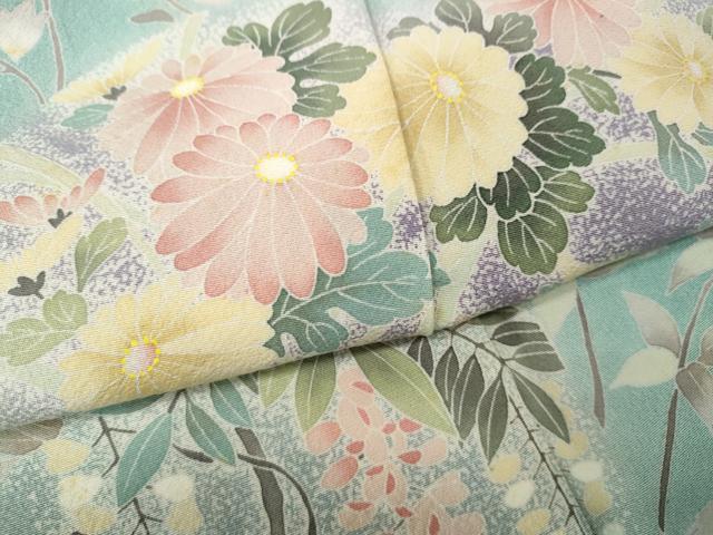 平和屋着物●訪問着　友禅　草花文　正絹　逸品　CABH9814ut
