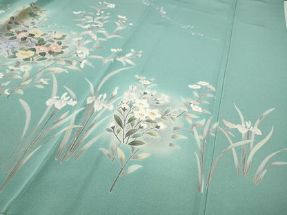 平和屋着物●訪問着　友禅　草花文　正絹　逸品　CABH9814ut