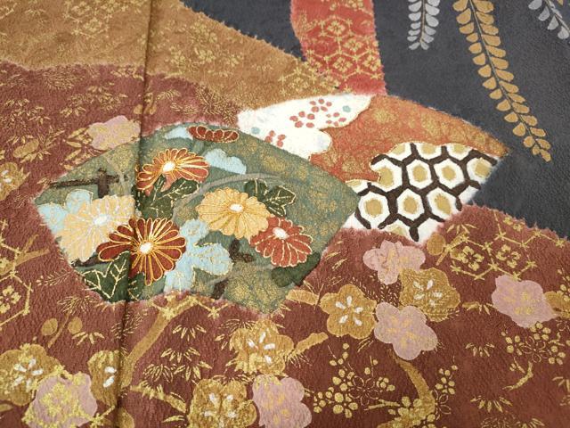 平和屋着物●訪問着　駒刺繍　絞り　地紙花文　金彩　正絹　逸品　CABH9815ut