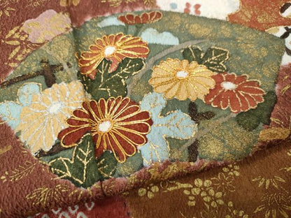平和屋着物●訪問着　駒刺繍　絞り　地紙花文　金彩　正絹　逸品　CABH9815ut