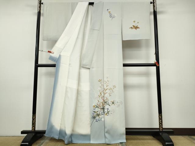 平和屋着物●本加賀友禅作家　金丸充夫　訪問着　草花文　暈し染め　正絹　逸品　CABH9816ut