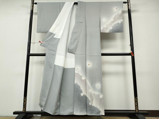 平和屋着物●訪問着　刺繍　雪輪草花文　暈し染め　金糸　正絹　逸品　CABH9818ut