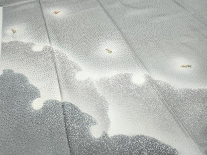 平和屋着物●訪問着　刺繍　雪輪草花文　暈し染め　金糸　正絹　逸品　CABH9818ut