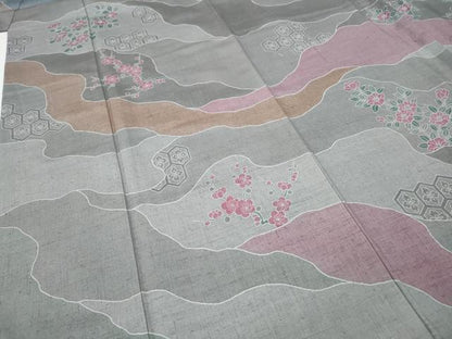 平和屋着物●訪問着　紬地　道長亀甲花文　正絹　逸品　CABH9819ut