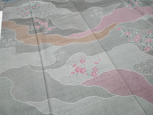 平和屋着物●訪問着　紬地　道長亀甲花文　正絹　逸品　CABH9819ut