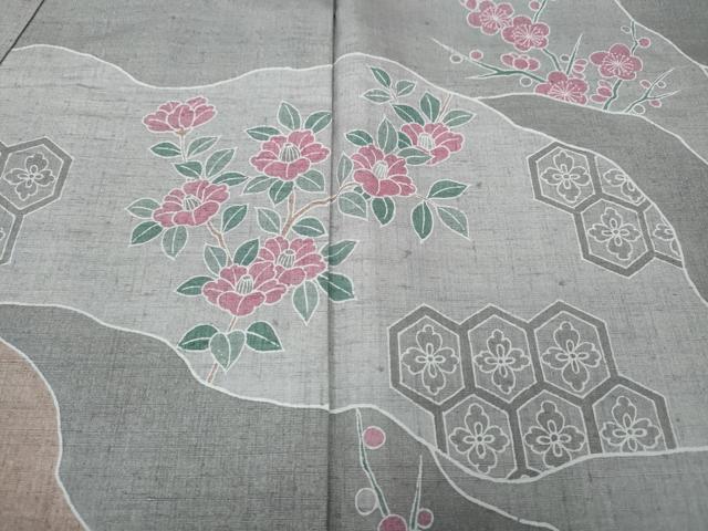 平和屋着物●訪問着　紬地　道長亀甲花文　正絹　逸品　CABH9819ut
