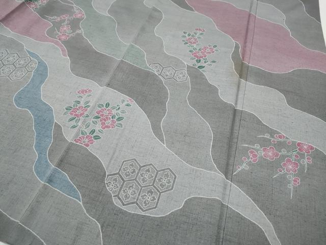 平和屋着物●訪問着　紬地　道長亀甲花文　正絹　逸品　CABH9819ut