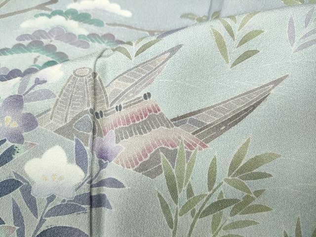 平和屋着物●訪問着　友禅　風景船草花文　暈し染め　正絹　逸品　CABH9826ut