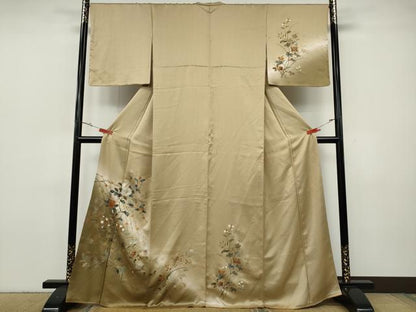 平和屋着物●訪問着　草花文　暈し染め　金銀彩　正絹　逸品　CABH9828ut