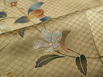 平和屋着物●訪問着　草花文　暈し染め　金銀彩　正絹　逸品　CABH9828ut