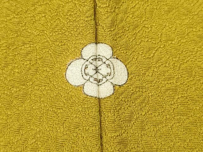 平和屋着物●上質な色無地　舞花地紋　金色　正絹　逸品　CABH9829ut