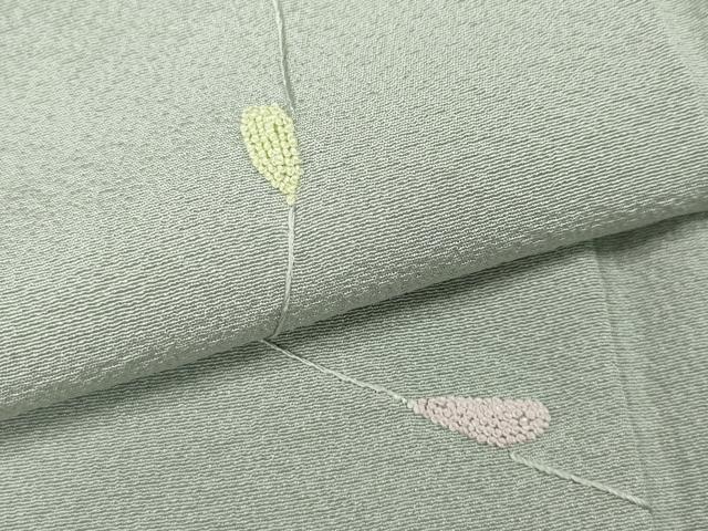 平和屋着物●中国三大刺繍　相良刺繍　総刺繍　小紋　枝葉文　正絹　逸品　CABH9830ut