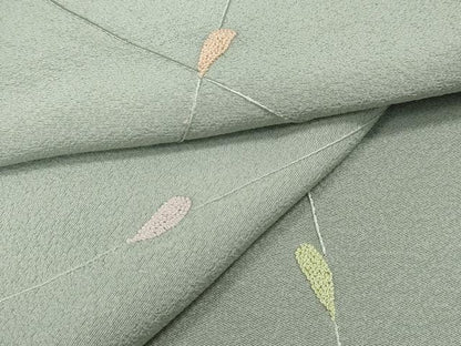 平和屋着物●中国三大刺繍　相良刺繍　総刺繍　小紋　枝葉文　正絹　逸品　CABH9830ut