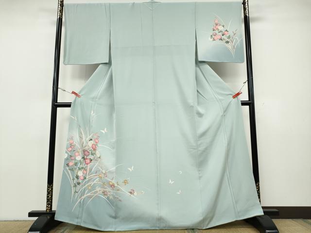 平和屋着物●訪問着　友禅　花蝶文　暈し染め　正絹　逸品　CABH9835ut