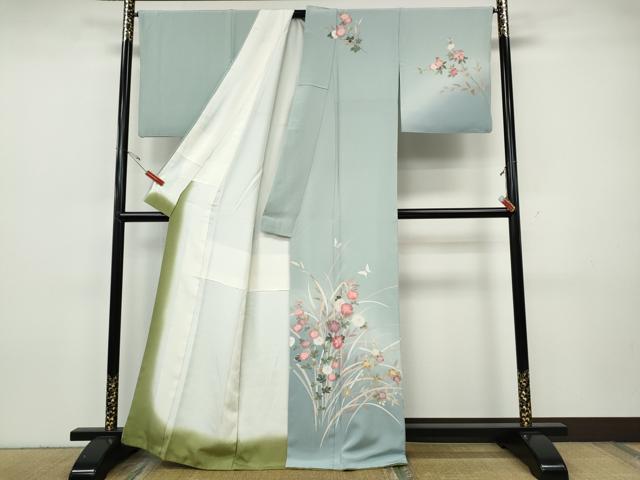 平和屋着物●訪問着　友禅　花蝶文　暈し染め　正絹　逸品　CABH9835ut