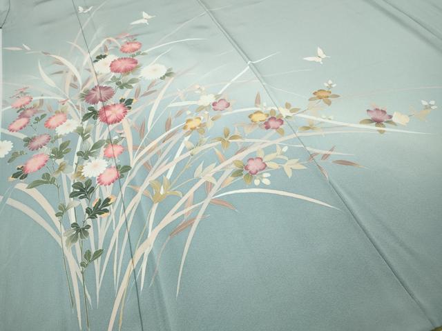 平和屋着物●訪問着　友禅　花蝶文　暈し染め　正絹　逸品　CABH9835ut