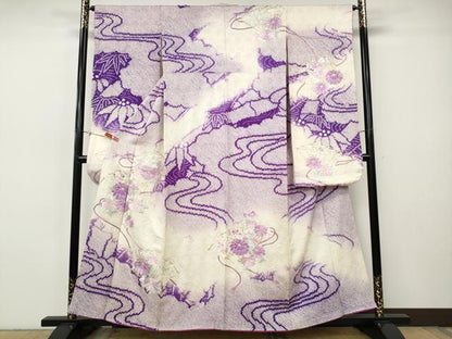 平和屋着物●豪華振袖　駒刺繍　絞り　流線扇面花文　暈し染め　金銀糸　やまと誂製　正絹　逸品　CABH9843ut