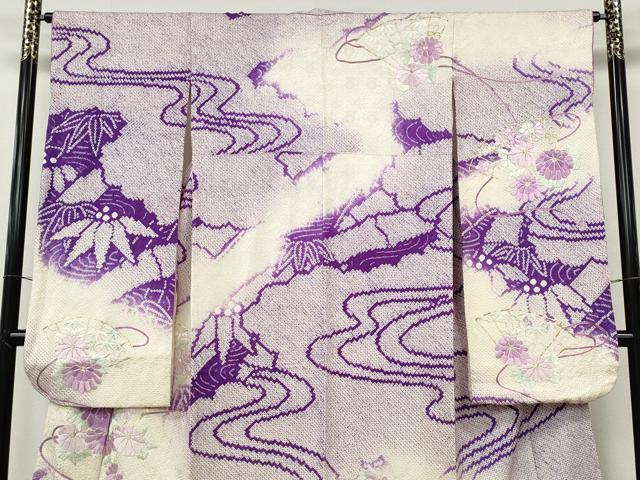 平和屋着物●豪華振袖　駒刺繍　絞り　流線扇面花文　暈し染め　金銀糸　やまと誂製　正絹　逸品　CABH9843ut