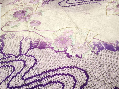 平和屋着物●豪華振袖　駒刺繍　絞り　流線扇面花文　暈し染め　金銀糸　やまと誂製　正絹　逸品　CABH9843ut