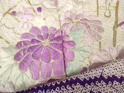 平和屋着物●豪華振袖　駒刺繍　絞り　流線扇面花文　暈し染め　金銀糸　やまと誂製　正絹　逸品　CABH9843ut