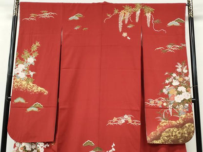 平和屋着物●豪華振袖　花車文　金彩　正絹　逸品　CABH9845ut