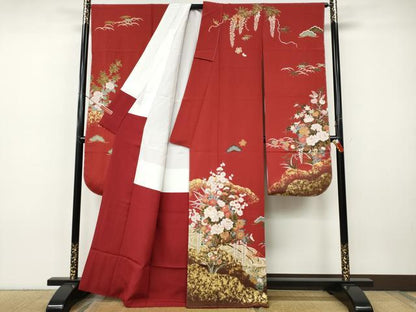 平和屋着物●豪華振袖　花車文　金彩　正絹　逸品　CABH9845ut