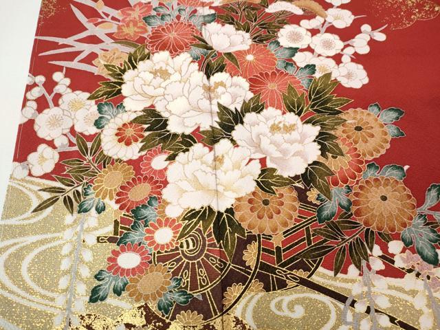平和屋着物●豪華振袖　花車文　金彩　正絹　逸品　CABH9845ut
