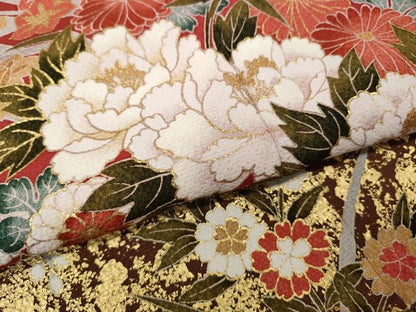 平和屋着物●豪華振袖　花車文　金彩　正絹　逸品　CABH9845ut