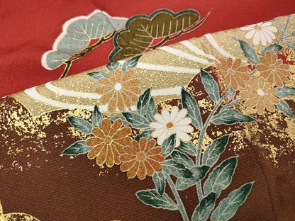 平和屋着物●豪華振袖　花車文　金彩　正絹　逸品　CABH9845ut