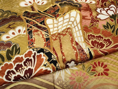 平和屋着物●豪華振袖　駒刺繍　御所車花文　暈し染め　金彩　鈴乃屋扱い　正絹　逸品　CABH9846ut