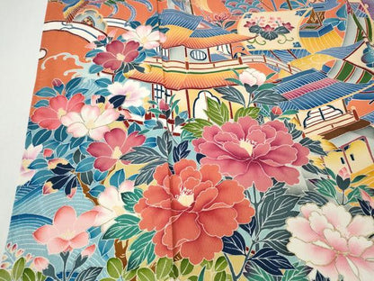 平和屋着物●豪華振袖　鳳凰風景草花文　金彩　正絹　逸品　CABH9847ut