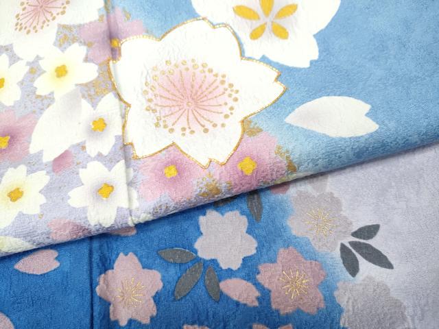 平和屋着物●豪華振袖・長襦袢セット　駒刺繍　舞花文　暈し染め　金彩　京都きもの友禅扱い　正絹　逸品　CABH9848ut