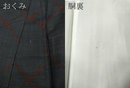 平和屋着物●本場大島紬　9マルキ　格子柄　正絹　逸品　CABH9849ut