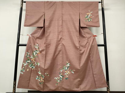 平和屋着物●訪問着　友禅　白山紬　枝花文　正絹　逸品　CABH9850ut