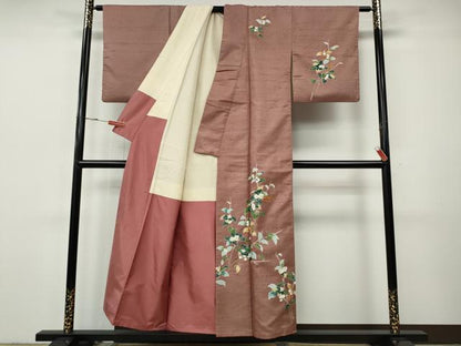 平和屋着物●訪問着　友禅　白山紬　枝花文　正絹　逸品　CABH9850ut