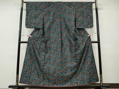 平和屋着物●本場大島紬　舞花文　正絹　逸品　CABH9855ut