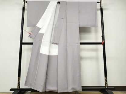 平和屋着物●上質な色無地　舞花地紋　白藤色　正絹　逸品　CABH9857ut