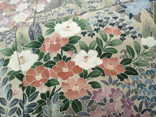 平和屋着物●豪華黒留袖　友禅　作家物　風景草花文　暈し染め　正絹　逸品　CABH9860ut