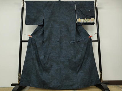 平和屋着物●上質な紬　100亀甲　機乃里　エ霞風景草花文　証紙付き　正絹　逸品　CABH9863ut