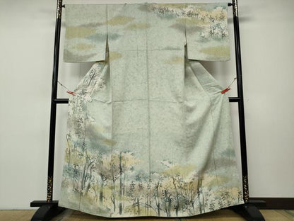 平和屋着物●訪問着　樹林文　シルエット　正絹　逸品　CABH9865ut
