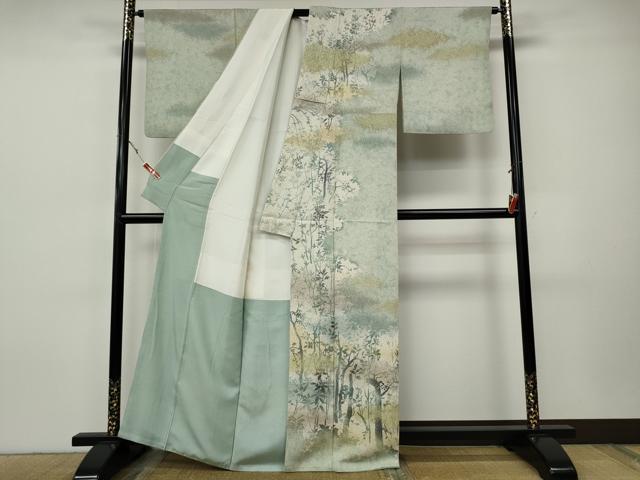 平和屋着物●訪問着　樹林文　シルエット　正絹　逸品　CABH9865ut