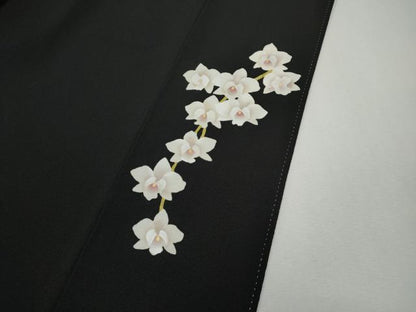 平和屋着物●日本舞踊家 岩井流宗元　岩井友見　訪問着　駒刺繍　枝垂れ花文　黒地　正絹　逸品　CABH9868ut